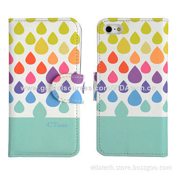 Water transfer Printing Pattern Leather Case with Card Slot and Holder for Samsung S5, Manufacturer